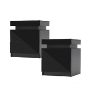 2X Bedside Table 2 Drawers Rgb Led Cabinet Nightstand - Aurora Black