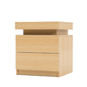 Bedside Table 2 Drawers Rgb Led Cabinet Nightstand - Aurora Oak