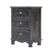 Clara Black Bedside Table 3 Drawer Vintage Side Cabinet