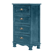 Adeline Blue Bedside Table 4 Drawer Vintage Side Cabinet