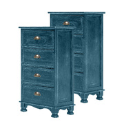 Adeline Blue Bedside Table 4 Drawer Vintage Side Cabinet (2X)