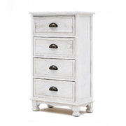 Adeline White Bedside Table 4 Drawer Vintage Side Cabinet