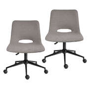 2 set office desk chair - loop yarn fabric home swivel chair cut-out seat halo grey