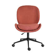 Office desk chair - linen fabric armless swivel study seat ovoid earthy red