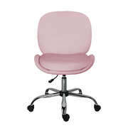 Office desk chair - velvet armless swivel study seat ovoid pink
