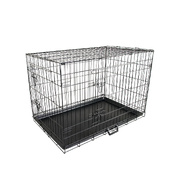 Wire Dog Cage Foldable Crate Kennel 24In With Tray