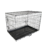 Wire Dog Cage Foldable Crate Kennel 42In With Tray