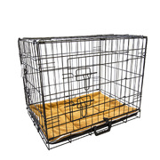 Wire Dog Cage Foldable Crate Kennel 42In With Tray + Cushion Mat Combo