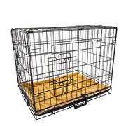 Wire Dog Cage Foldable Crate Kennel 48In With Tray + Cushion Mat Combo