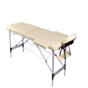 Beige 2-Fold Aluminium Massage Table for Beauty Therapy Portable 