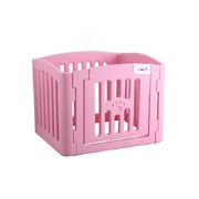 Pink 4-Panel Plastic Pet Pen: Foldable Dog Fence Enclosure with Gate