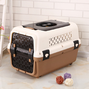 Brown Collapsible Pet Carrier with Tray and Window - Portable Travel Cage for Dogs, Cats, and Rabbits