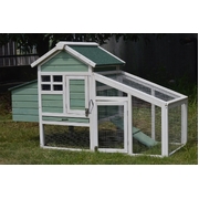 Small Green Chicken Coop with Nesting Box for 2 Chickens/Rabbits