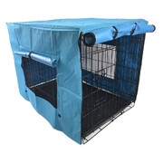 48' Collapsible Metal Dog Puppy Crate Cat Rabbit Cage With Cover Blue