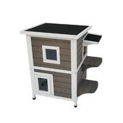 2 Story Cat Shelter Condo With Escape Door Rainproof Kitty House