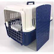 XXXL Navy Pet Crate Carrier with Removable Wheels, Tray, and Bowl for Dogs, Puppies, and Cats