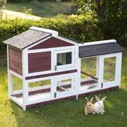Large Double Storey Rabbit Hutch and Guinea Pig, Cat, or Ferret Cage with Pull-Out Tray