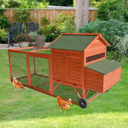 XL Chicken Coop Rabbit Hutch Ferret House with Wheels - 248cm