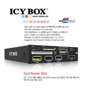 IB-868-B: ICYBOX 3.5" USB 3.0 Muilti Card Reader, (1x USB 3.0 / 4 X USB 2.0) - Internal Connectors, 1x eSATA, 1x Phone / Tablet Charge Port
