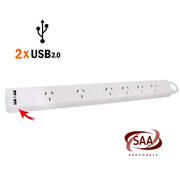6 Way Powerboard with 2 USB Ports