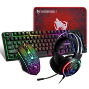 4-pcs Rainbow Keyboard/Mouse/Headphone/Mouse Pad Kit Set
