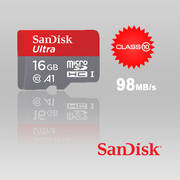 SANDISK SDSQUAR-016G-GN6MA Micro SDHC Ultra A1 Class 10 98mb/s with SD adapter