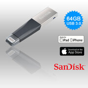 SANDISK IXPAND MINI FLASH DRIVE SDIX40N 64GB GREY IOS USB 3.0
