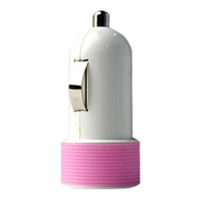 Compact Car Charger For Ipad & Smart Phone 5V 2.1A With Mfi Cable - Pink