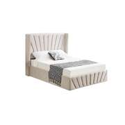 Allure Beige Velvet Gas Lift Bed - King Gas Lift Storage Velvet