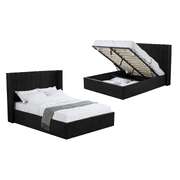 Hilton Black Velvet Gas Lift Bed - Queen Gas Lift Storage Velvet