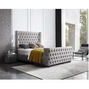 Milan Grey Velvet Tufted Headboard And End Board Bed Frame - King