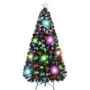 90cm Fibre Optic/LED Christmas Tree 90 Tips Multicolour Star & Ornaments