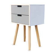 Stylish Neutral 2-Drawer Side Table: Sleek Modern Design (61cm)