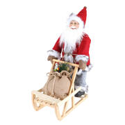 45cm x 30cm Santa & Wooden Sleigh Decorative Statue Intricate Details