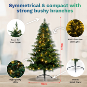 1.8m Pine Tree 300 Warm White LED Lights With 8 Functions