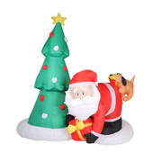 2m Santa Puppy & Tree Built-In Blower Bright LED Lighting