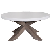 85Cm Round  Coffee Table With Concrete Top - White