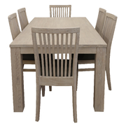 7Pc Dining Set 190Cm Table 6 Pu Seat Chair Solid Mt Ash Wood - White