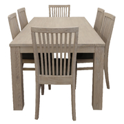 7pc Dining Set 190cm Table 6 PU Seat Chair Solid Mt Ash Wood - White