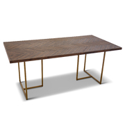 Dining Table 180Cm Solid Acacia Wood Home Herringbone Parquet - Brown