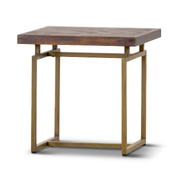 Lamp Table 50Cm Solid Acacia Wood Home Herringbone Parquet - Brown