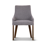 Dining Chair Fabric Seat Solid Acacia Timber Wood Furniture - Grey
