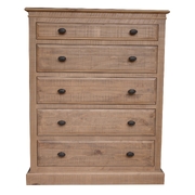 Tallboy 5 Chest Of Drawers Bed Storage Cabinet Stand - Natural