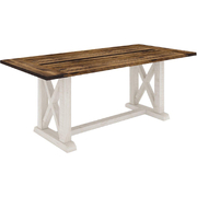 Sturdy 200cm Solid Acacia Timber Wood Dining Table in Brown and White by Hampton Furniture