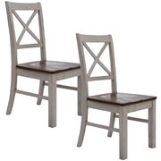 Elegant X-Back Dining Chair Set: Solid Acacia Timber Wood in Hampton Brown and White