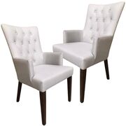Set Of 2 Carver Fabric Dining Chair French Provincial Solid Timber