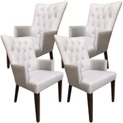 Set Of 4 Carver Fabric Dining Chair French Provincial Solid Timber
