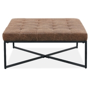 Fabric Square Ottoman Footstool Bench Dark Brown