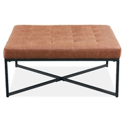 Fabric Square Ottoman Footstool Bench Light Brown