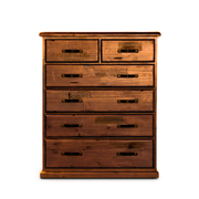 Tallboy 6 Chest Of Drawers Solid Pine Wood Storage Cabinet - Dark Brown